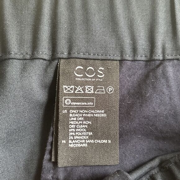 COS Wide Pants Women’s Size 38R Navy Blue Pull On Elastic Waist Minimalist Pants - Picture 3 of 7